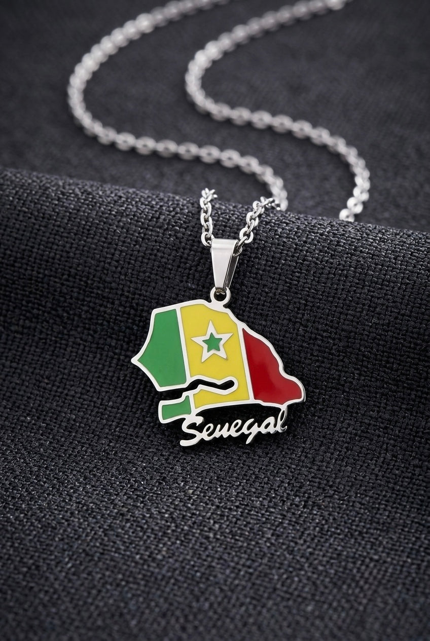 SENEGAL Flag Map Necklace