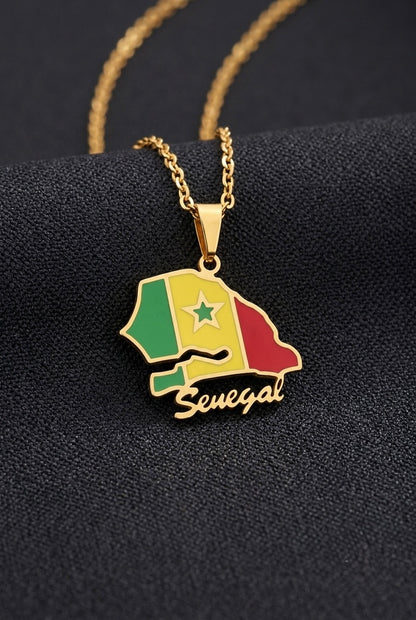 SENEGAL Flag Map Necklace