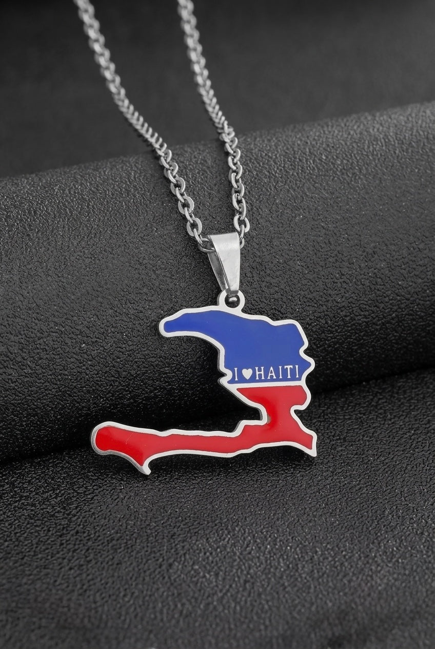 HAITI Flag Map Necklace