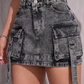 Grey Wash Cargo Skirt